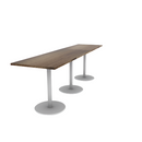 Proof 30" x 120" Rectangle Pedestal Counter Table with Round Steel Base Set of 3 Solid Wood Top