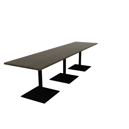 Proof 30" x 120" Rectangle Pedestal Cafe Table with Square Steel Base Set of 3 Solid Wood Top