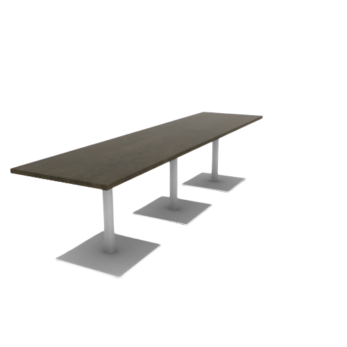 Proof 30" x 120" Rectangle Pedestal Cafe Table with Square Steel Base Set of 3 Solid Wood Top