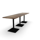 Proof 30" x 120" Rectangle Pedestal Counter Table with Square Steel Base Set of 3 Solid Wood Top