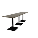 Proof 30" x 120" Rectangle Pedestal Counter Table with Square Steel Base Set of 3 Solid Wood Top