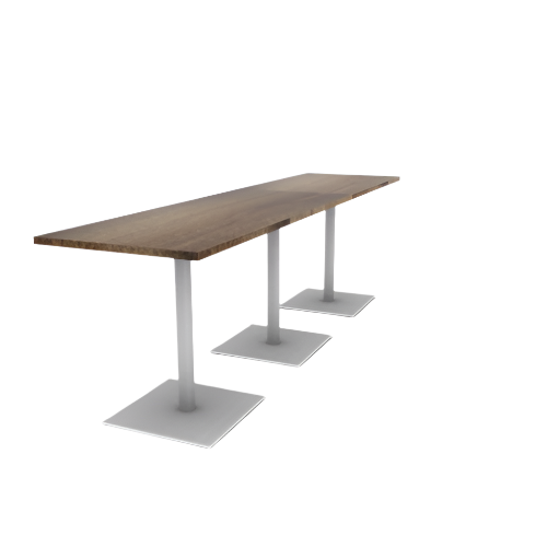 Proof 30" x 120" Rectangle Pedestal Counter Table with Square Steel Base Set of 3 Solid Wood Top