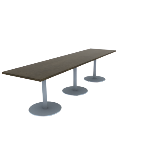 Proof 30" x 120" Rectangle Pedestal Cafe Table with Round Stainless Steel Base Set of 3 Solid Wood Top