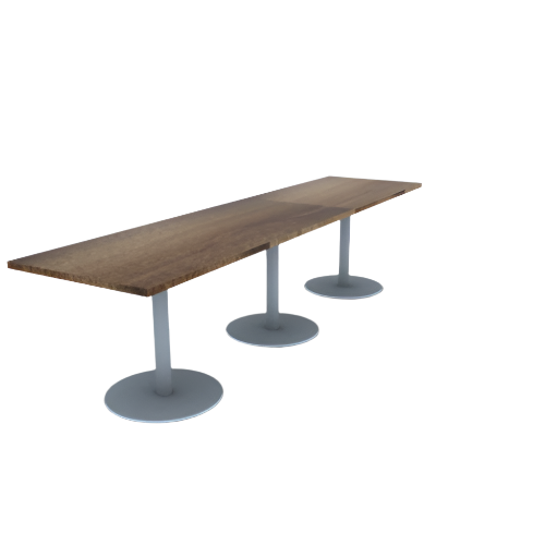 Proof 30" x 120" Rectangle Pedestal Cafe Table with Round Stainless Steel Base Set of 3 Solid Wood Top