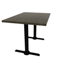 Proof 30" x 42" Rectangle Pedestal Cafe Table with Straight T-Legs Pair Solid Wood Top