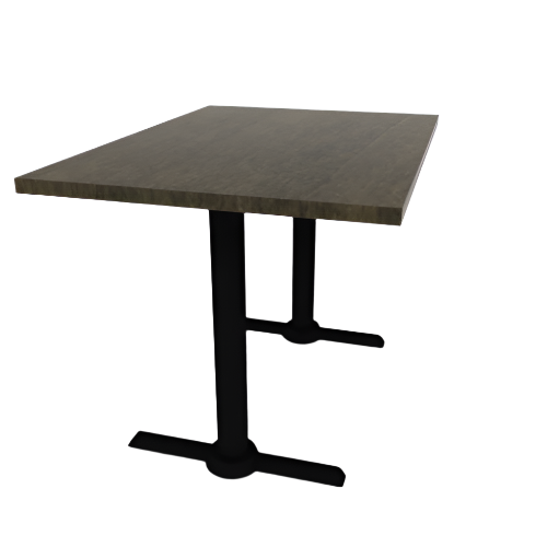 Proof 30" x 42" Rectangle Pedestal Cafe Table with Straight T-Legs Pair Solid Wood Top