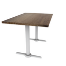 Proof 30" x 42" Rectangle Pedestal Cafe Table with Straight T-Legs Pair Solid Wood Top