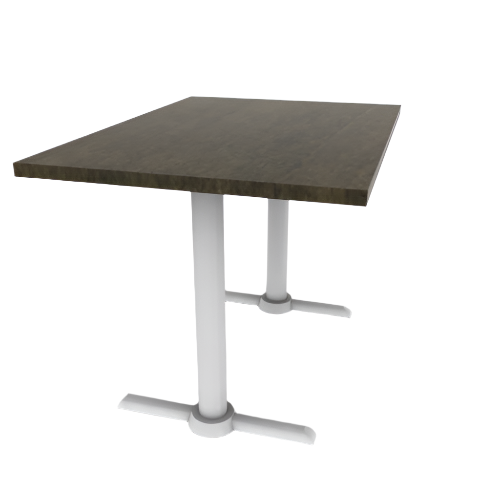 Proof 30" x 42" Rectangle Pedestal Cafe Table with Straight T-Legs Pair Solid Wood Top