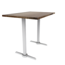 Proof 30" x 42" Rectangle Pedestal Counter Table with Straight T-Legs Pair Solid Wood Top