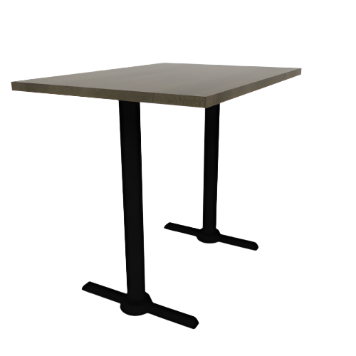 Proof 30" x 42" Rectangle Pedestal Counter Table with Straight T-Legs Pair Solid Wood Top