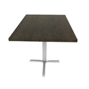 Proof 30" x 42" Rectangle Pedestal Cafe Table with X-Style Base Solid Wood Top