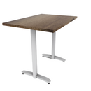 Proof 30" x 42" Rectangle Pedestal Counter Table with Arched T-Legs Pair Solid Wood Top