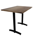 Proof 30" x 42" Rectangle Pedestal Counter Table with Arched T-Legs Pair Solid Wood Top