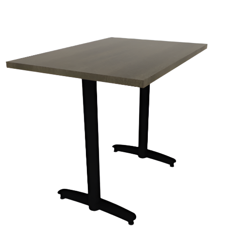 Proof 30" x 42" Rectangle Pedestal Counter Table with Arched T-Legs Pair Solid Wood Top