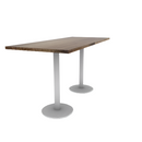 Proof 30" x 72" Rectangle Pedestal Counter Table with Round Base Pair Solid Wood Top