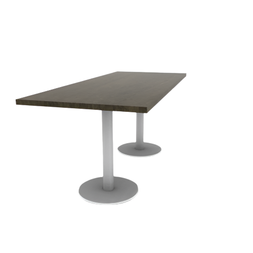 Proof 30" x 72" Rectangle Pedestal Cafe Table with Round Steel Base Pair Solid Wood Top