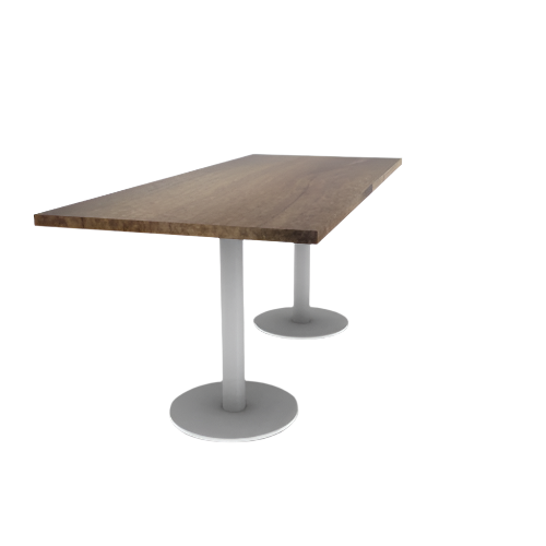 Proof 30" x 72" Rectangle Pedestal Cafe Table with Round Steel Base Pair Solid Wood Top