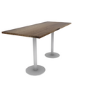 Proof 30" x 72" Rectangle Pedestal Counter Table with Round Steel Base Pair Solid Wood Top