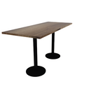 Proof 30" x 72" Rectangle Pedestal Counter Table with Round Steel Base Pair Solid Wood Top