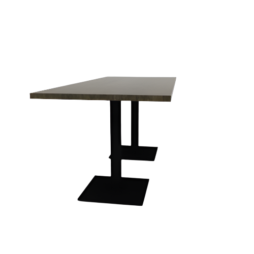 Proof 30" x 72" Rectangle Pedestal Cafe Table with Square Steel Base Pair Solid Wood Top