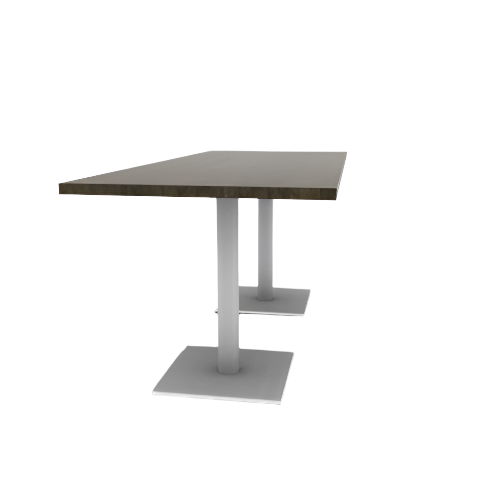 Proof 30" x 72" Rectangle Pedestal Cafe Table with Square Steel Base Pair Solid Wood Top