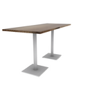 Proof 30" x 72" Rectangle Pedestal Counter Table with Square Steel Base Pair Solid Wood Top