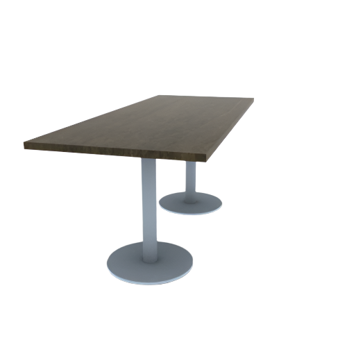 Proof 30" x 72" Rectangle Pedestal Cafe Table with Round Stainless Steel Base Pair Solid Wood Top