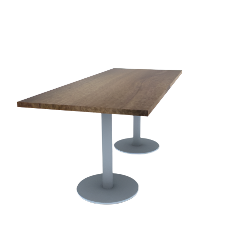 Proof 30" x 72" Rectangle Pedestal Cafe Table with Round Stainless Steel Base Pair Solid Wood Top