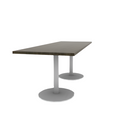 Proof 30" x 84" Rectangle Pedestal Cafe Table with Round Base Pair Solid Wood Top