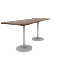 Proof 30" x 84" Rectangle Pedestal Counter Table with Round Base Pair Solid Wood Top