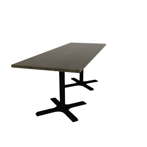 Proof 30" x 84" Rectangle Pedestal Cafe Table with X-Base Pair Solid Wood Top