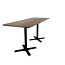 Proof 30" x 84" Rectangle Pedestal Counter Table with X-Base Pair Solid Wood Top