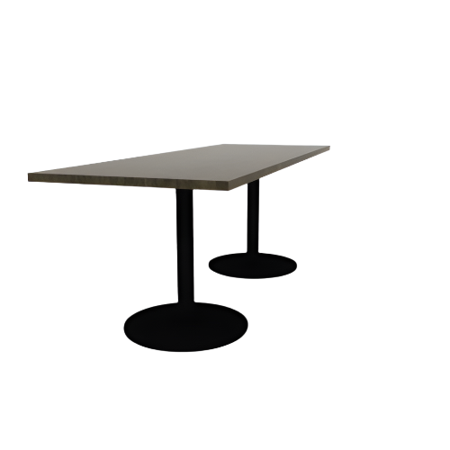 Proof 30" x 84" Rectangle Pedestal Cafe Table with Round Steel Base Pair Solid Wood Top