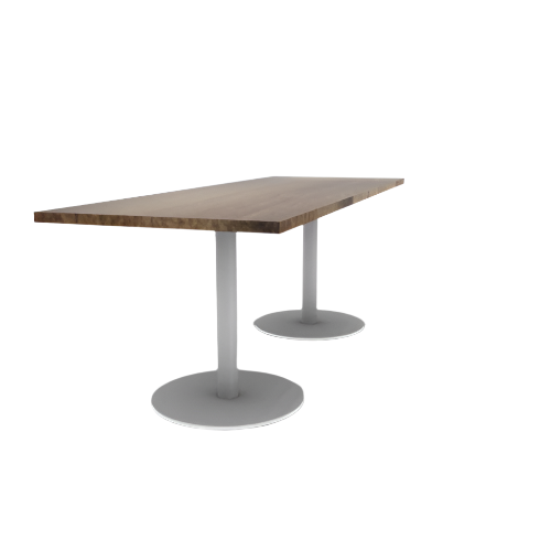 Proof 30" x 84" Rectangle Pedestal Cafe Table with Round Steel Base Pair Solid Wood Top