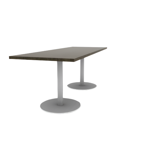 Proof 30" x 84" Rectangle Pedestal Cafe Table with Round Steel Base Pair Solid Wood Top