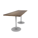 Proof 30" x 84" Rectangle Pedestal Counter Table with Round Steel Base Pair Solid Wood Top