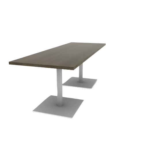 Proof 30" x 84" Rectangle Pedestal Cafe Table with Square Steel Base Pair Solid Wood Top