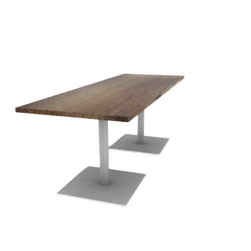 Proof 30" x 84" Rectangle Pedestal Cafe Table with Square Steel Base Pair Solid Wood Top