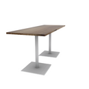 Proof 30" x 84" Rectangle Pedestal Counter Table with Square Steel Base Pair Solid Wood Top