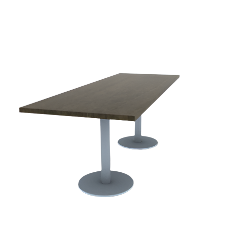 Proof 30" x 84" Rectangle Pedestal Cafe Table with Round Stainless Steel Base Pair Solid Wood Top