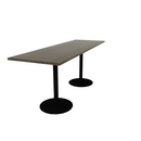 Proof 30" x 96" Rectangle Pedestal Counter Table with Round Base Pair Solid Wood Top