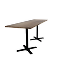 Proof 30" x 96" Rectangle Pedestal Counter Table with X-Base Pair Solid Wood Top