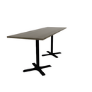 Proof 30" x 96" Rectangle Pedestal Counter Table with X-Base Pair Solid Wood Top