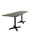 Proof 30" x 96" Rectangle Pedestal Counter Table with Arched Base Pair Solid Wood Top