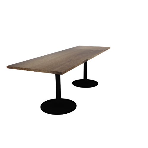 Proof 30" x 96" Rectangle Pedestal Cafe Table with Round Steel Base Pair Solid Wood Top