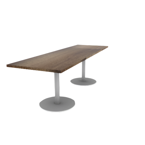 Proof 30" x 96" Rectangle Pedestal Cafe Table with Round Steel Base Pair Solid Wood Top