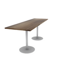 Proof 30" x 96" Rectangle Pedestal Counter Table with Round Steel Base Pair Solid Wood Top