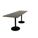 Proof 30" x 96" Rectangle Pedestal Counter Table with Round Steel Base Pair Solid Wood Top