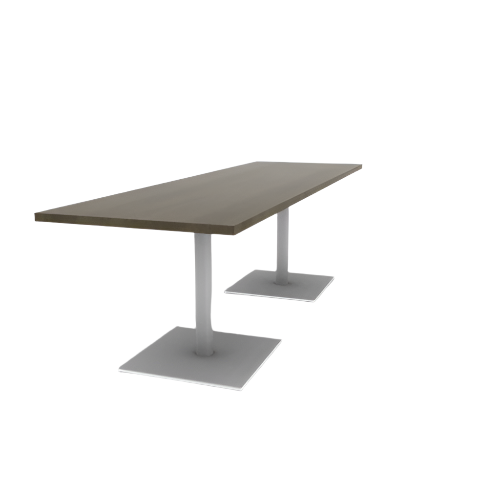 Proof 30" x 96" Rectangle Pedestal Cafe Table with Square Steel Base Pair Solid Wood Top