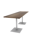 Proof 30" x 96" Rectangle Pedestal Counter Table with Square Steel Base Pair Solid Wood Top